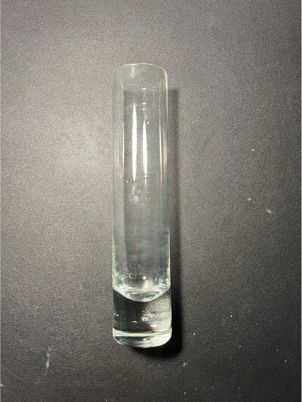 Krosno Poland 1970s Glass Cylinder Bud Vase Clear Controlled Bubble, 8.75x2”
